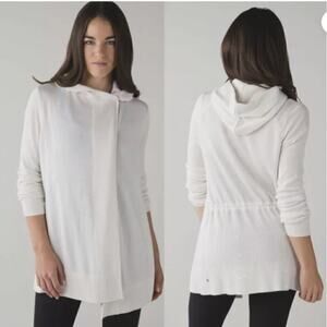 Lululemon Peace Of Mind Wrap Hooded Heathered White Sweater Cardigan Women's 4